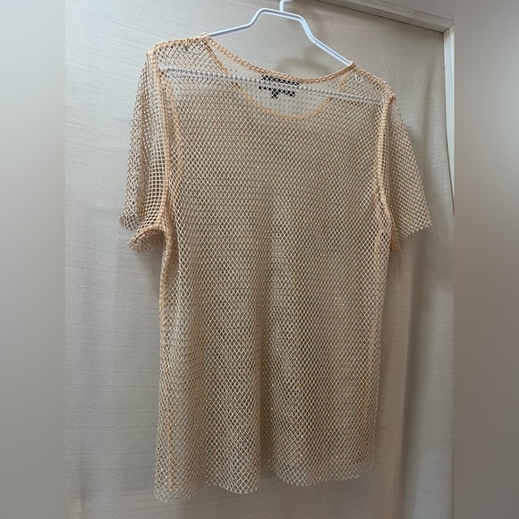 Sunday in Brooklyn mesh rhinestone women’s top stretchy shiny size xl - Picture 6 of 9